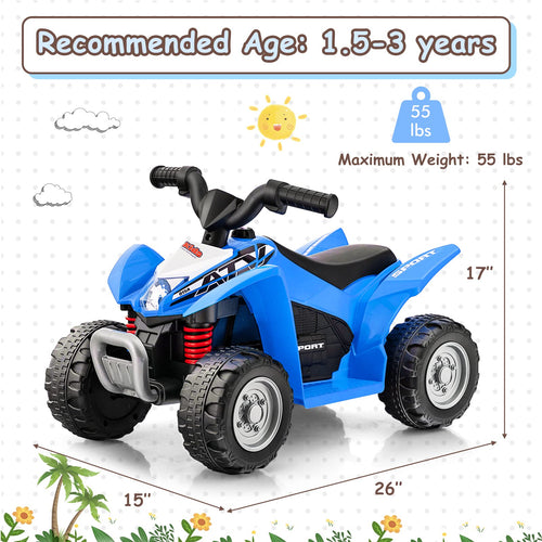 OLAKIDS Kids Ride On ATV, 6V Electric Vehicle for Toddlers, 4 Wheeler Battery Powered Motorized Quad Toy Car OLAKIDS