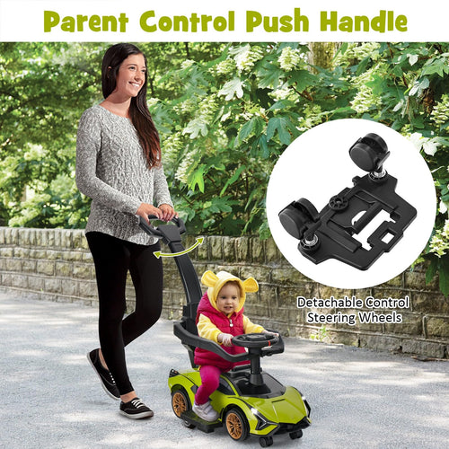 OLAKIDS 3 in 1 Ride on Push Car, Licensed Lamborghini Baby Stroller Sliding Walking Car