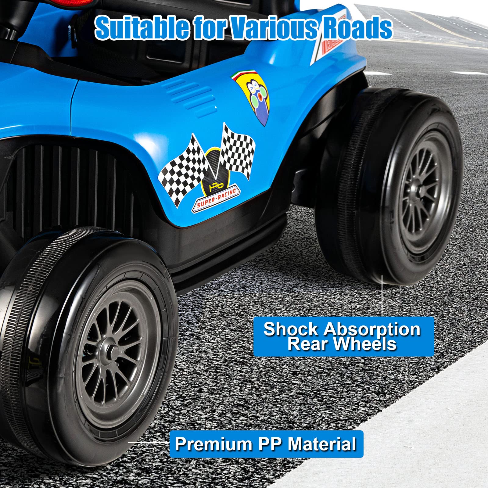OLAKIDS ids Ride On Car, 12V F1 Racing Electric Vehicle for Toddlers with Control Remote, Battery Powered Motorized Toy with Music OLAKIDS