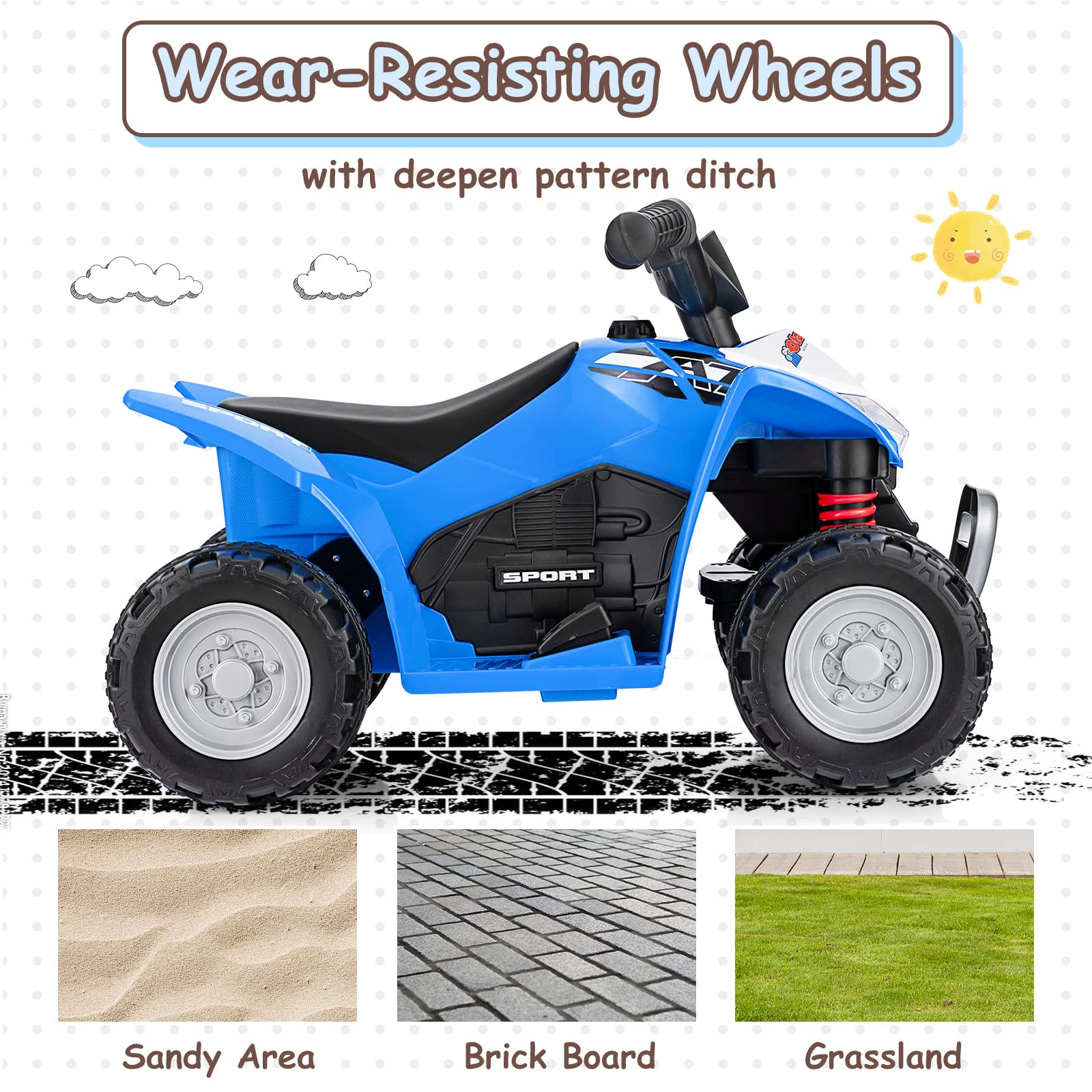 OLAKIDS Kids Ride On ATV, 6V Electric Vehicle for Toddlers, 4 Wheeler Battery Powered Motorized Quad Toy Car OLAKIDS