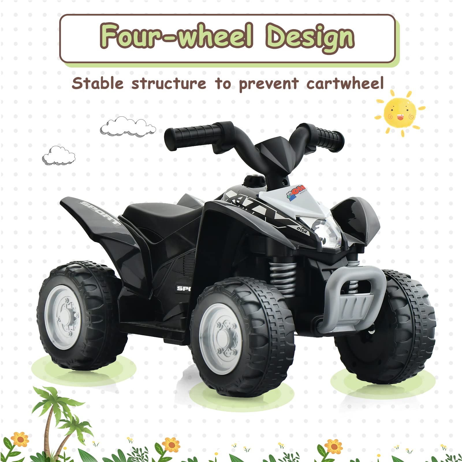 OLAKIDS Kids Ride on ATV, 6V Electric Vehicle for Toddlers, 4 Wheeler Battery Powered Motorized Quad Toy Car