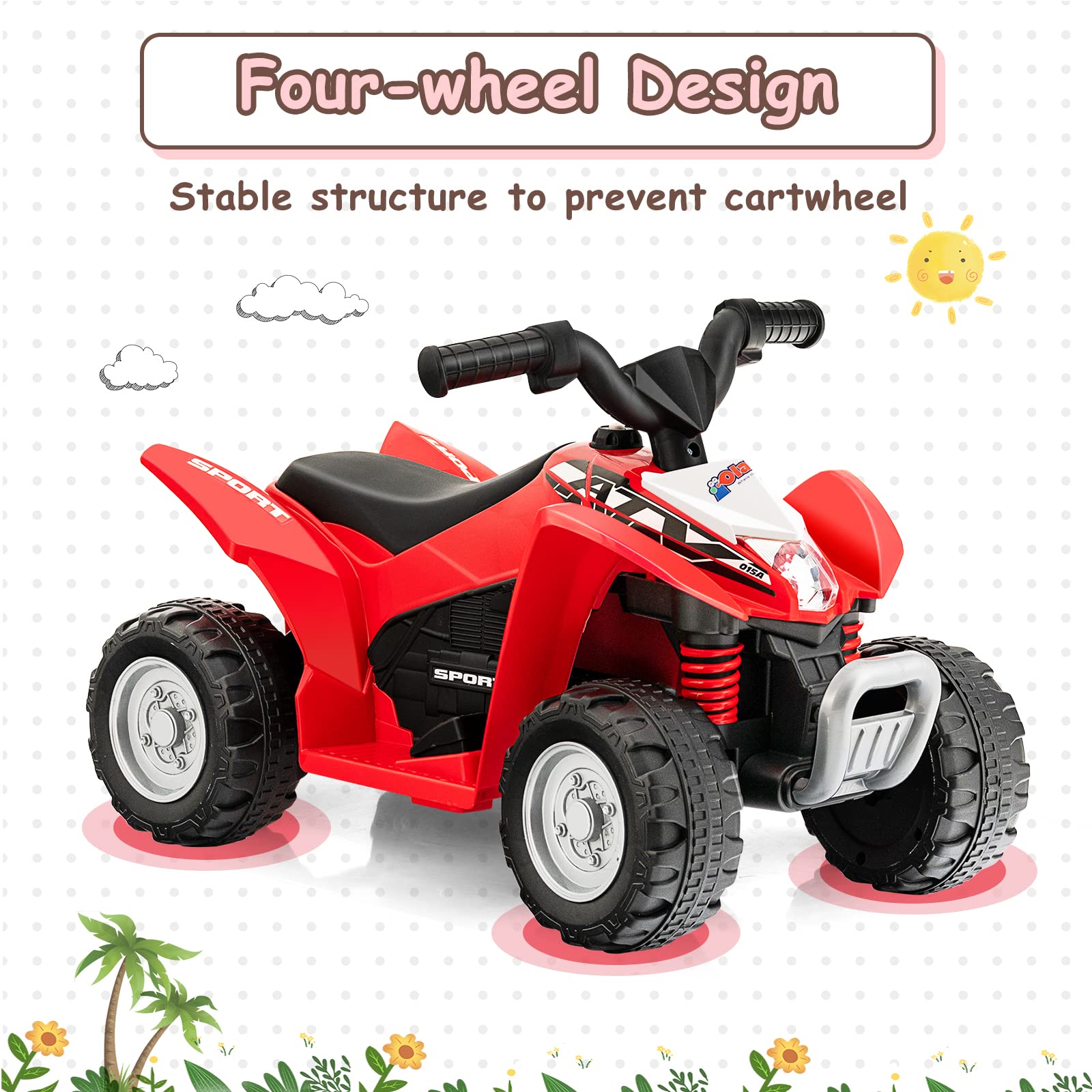 OLAKIDS Kids Ride on ATV, 6V Electric Vehicle for Toddlers, 4 Wheeler