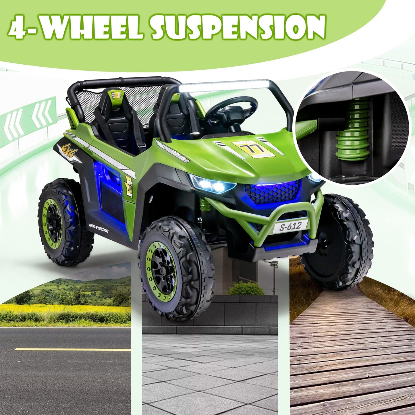 OLAKIDS 2 Seater Kids Ride on Car, 12V Electric Truck UTV with Remote Control